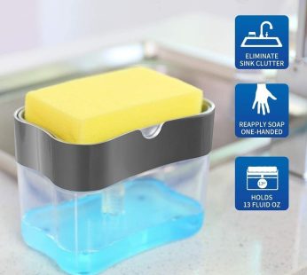 Hygienzz 2-in-1 Liquid Soap Pump Dispenser with Sponge Holder