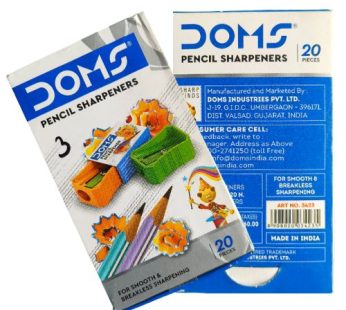 DOMS Non-Toxic Extra Long Multicoloured Pencil Sharpener | Box Pack, 20 Pieces | Smooth & Breakless Sharpening